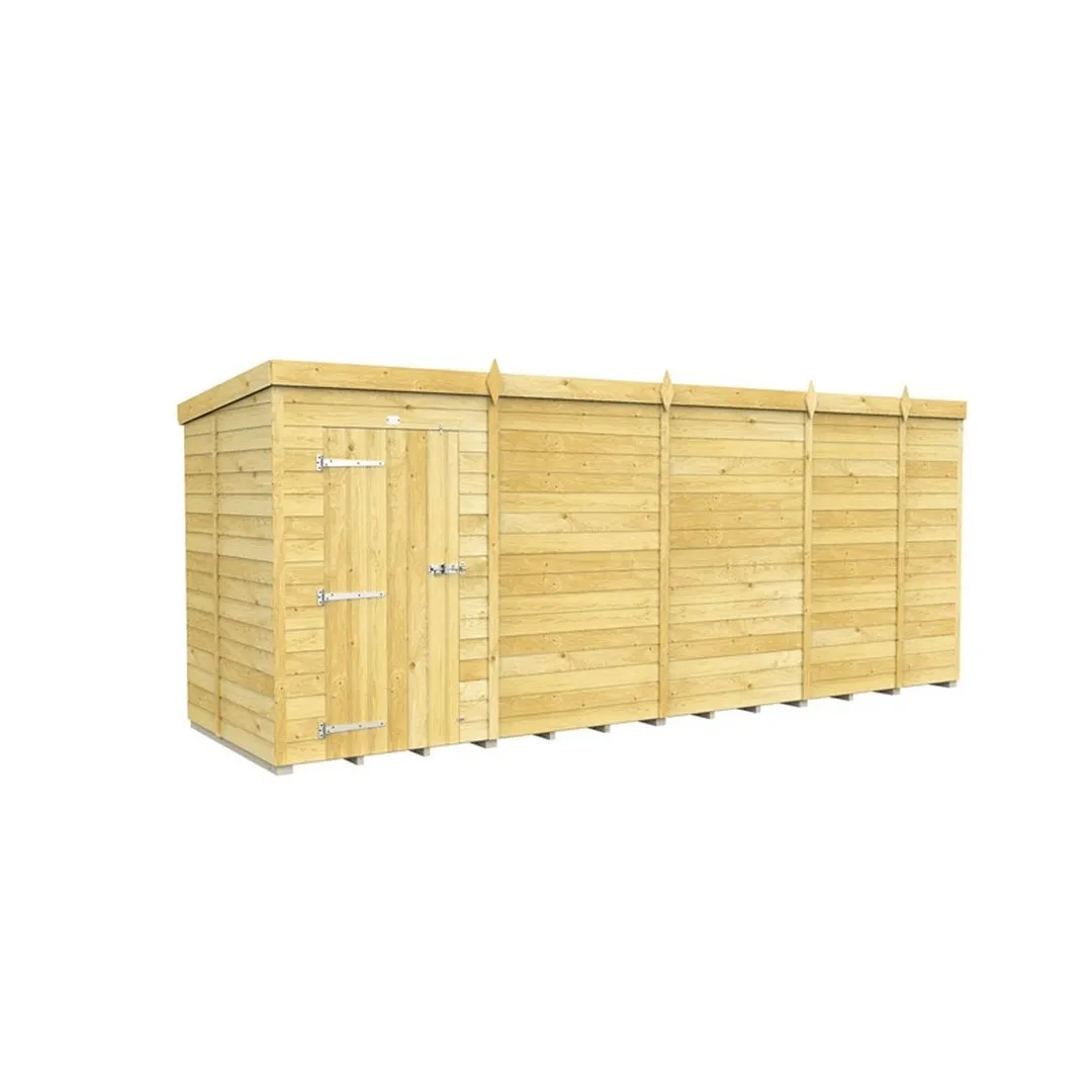 Buttercup Farm 17 x 5 Feet Pent Shed - Single Door W/O Window - L147 x W492 x H201 cm in Brown