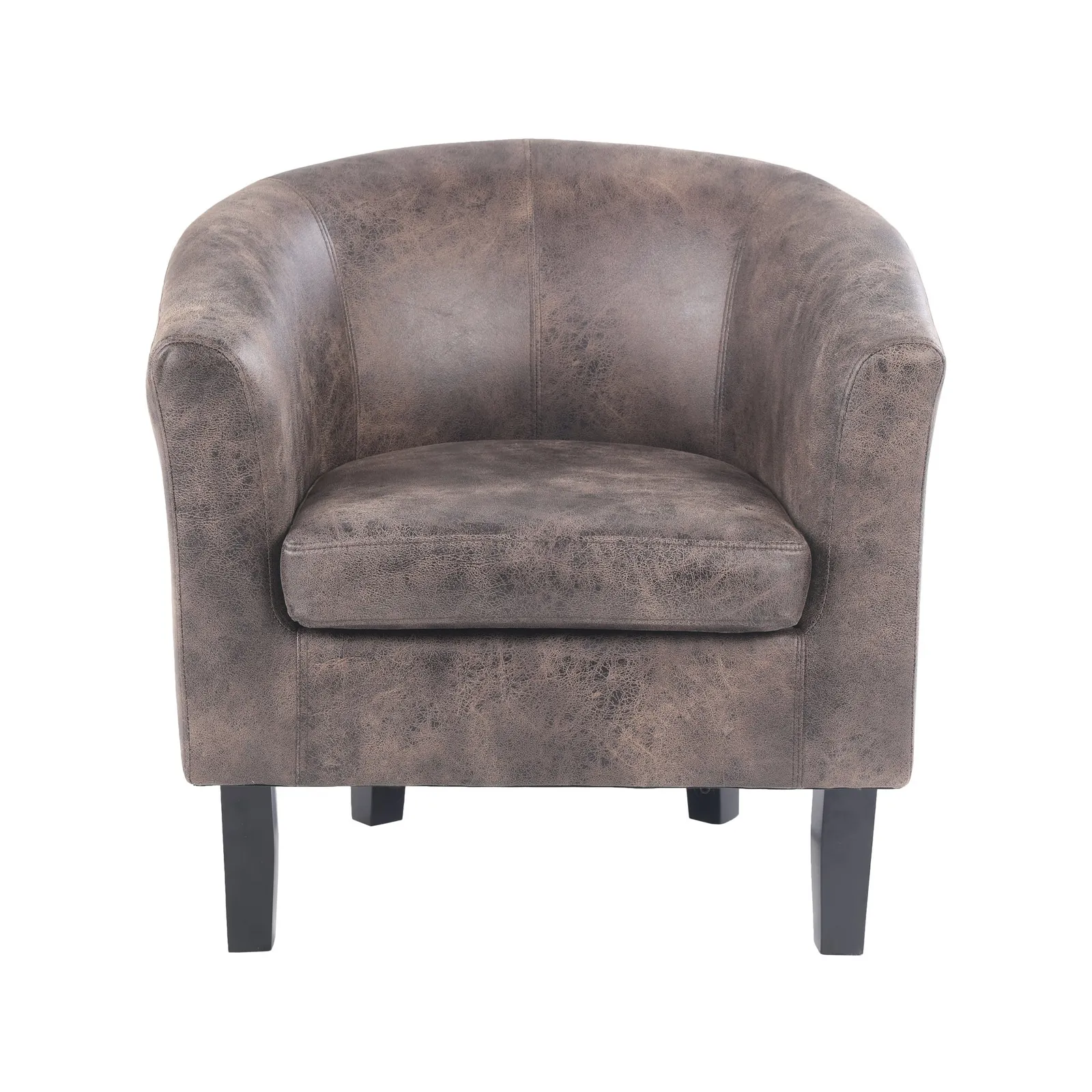 Faux Leather Tub Chair - Tan Brown