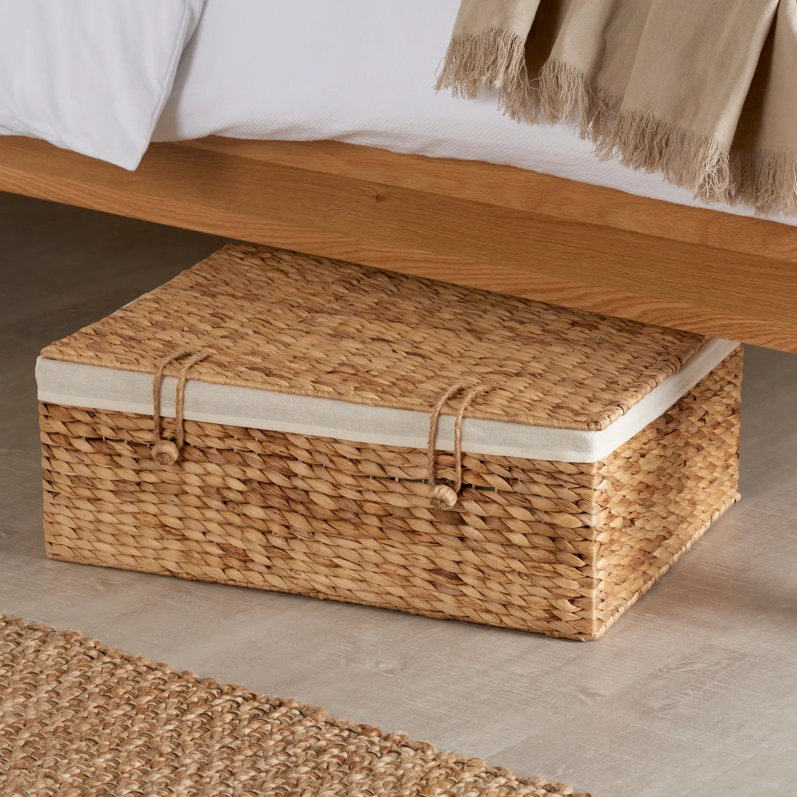 Large Water Hyacinth Storage Basket Trunk Brown