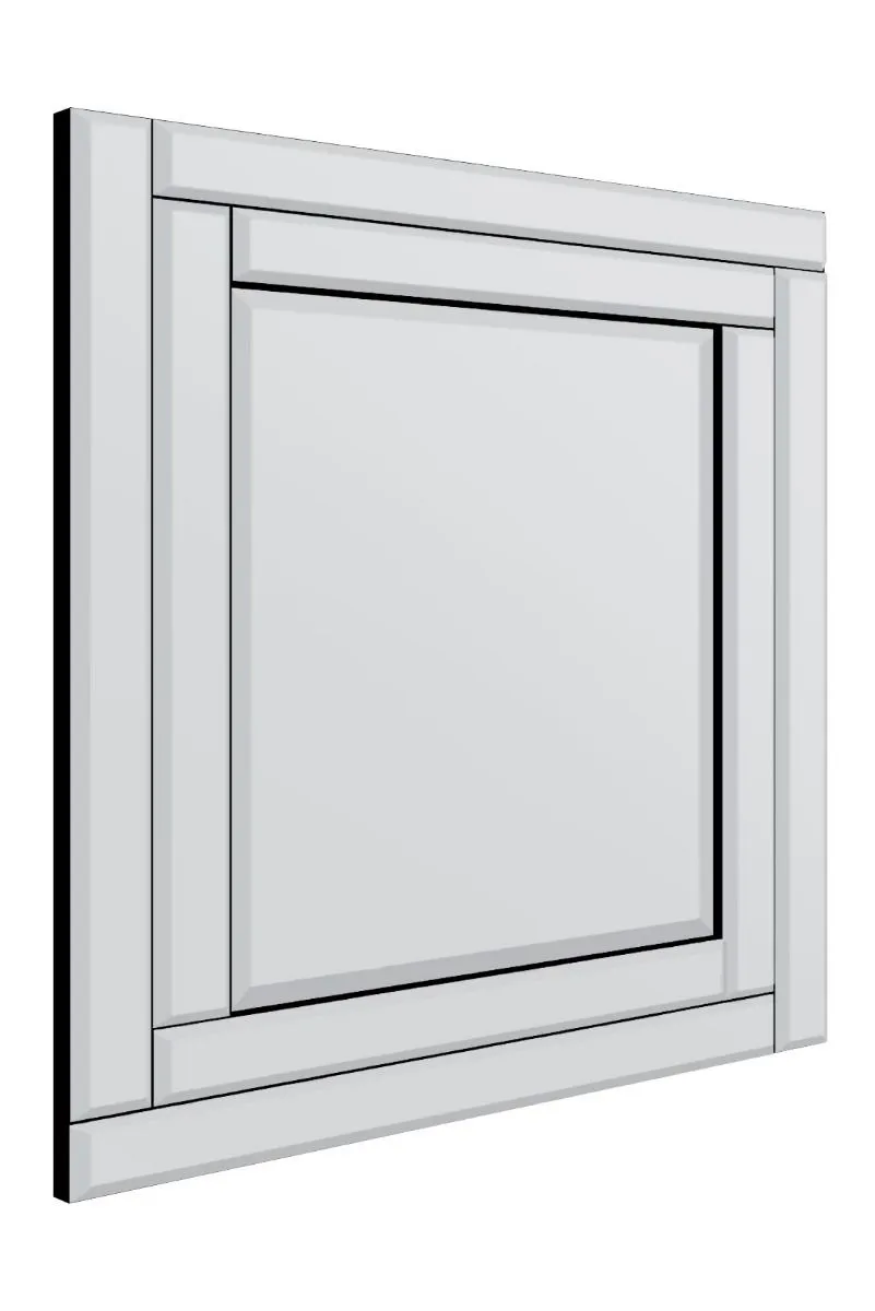 MirrorOutlet Luxford All Glass Bevelled Mirror 68 x 58 CM in Silver 4