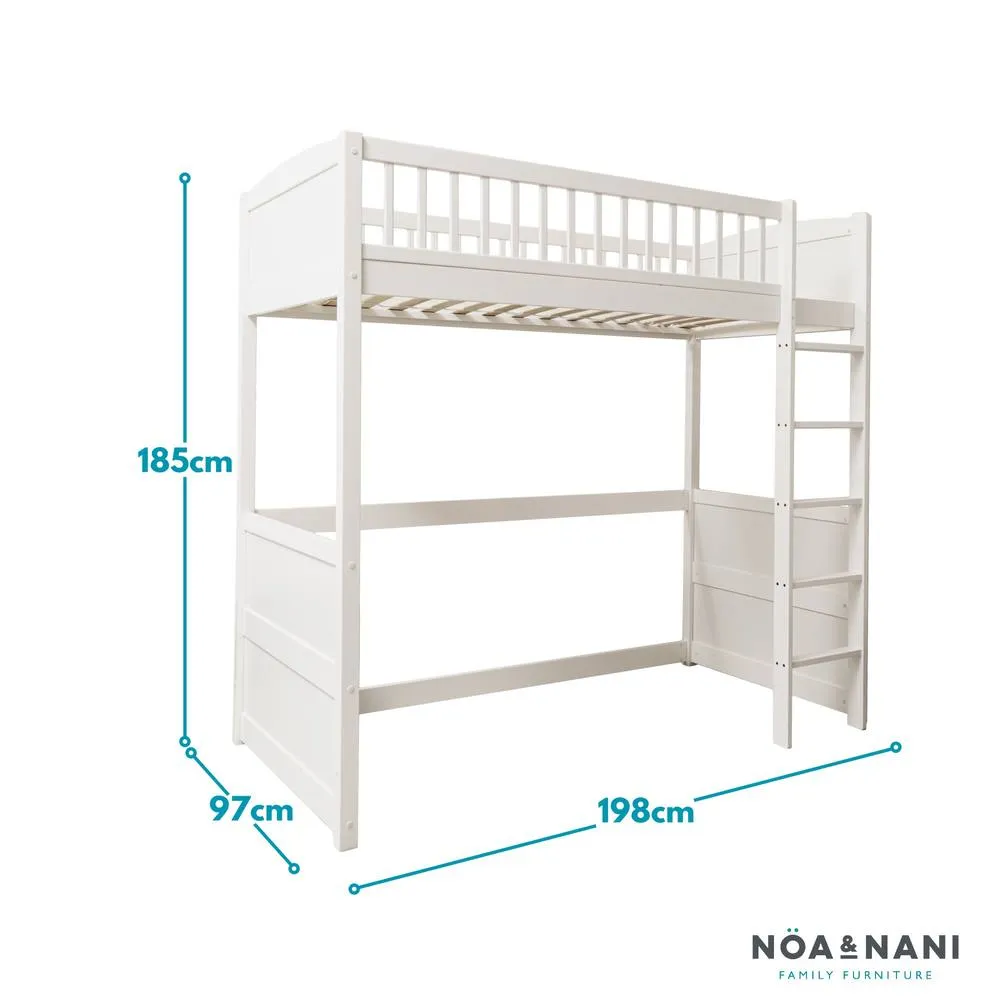 Nöa and Nani Lottie Highsleeper Cabin Bed with Straight Ladder in White 4