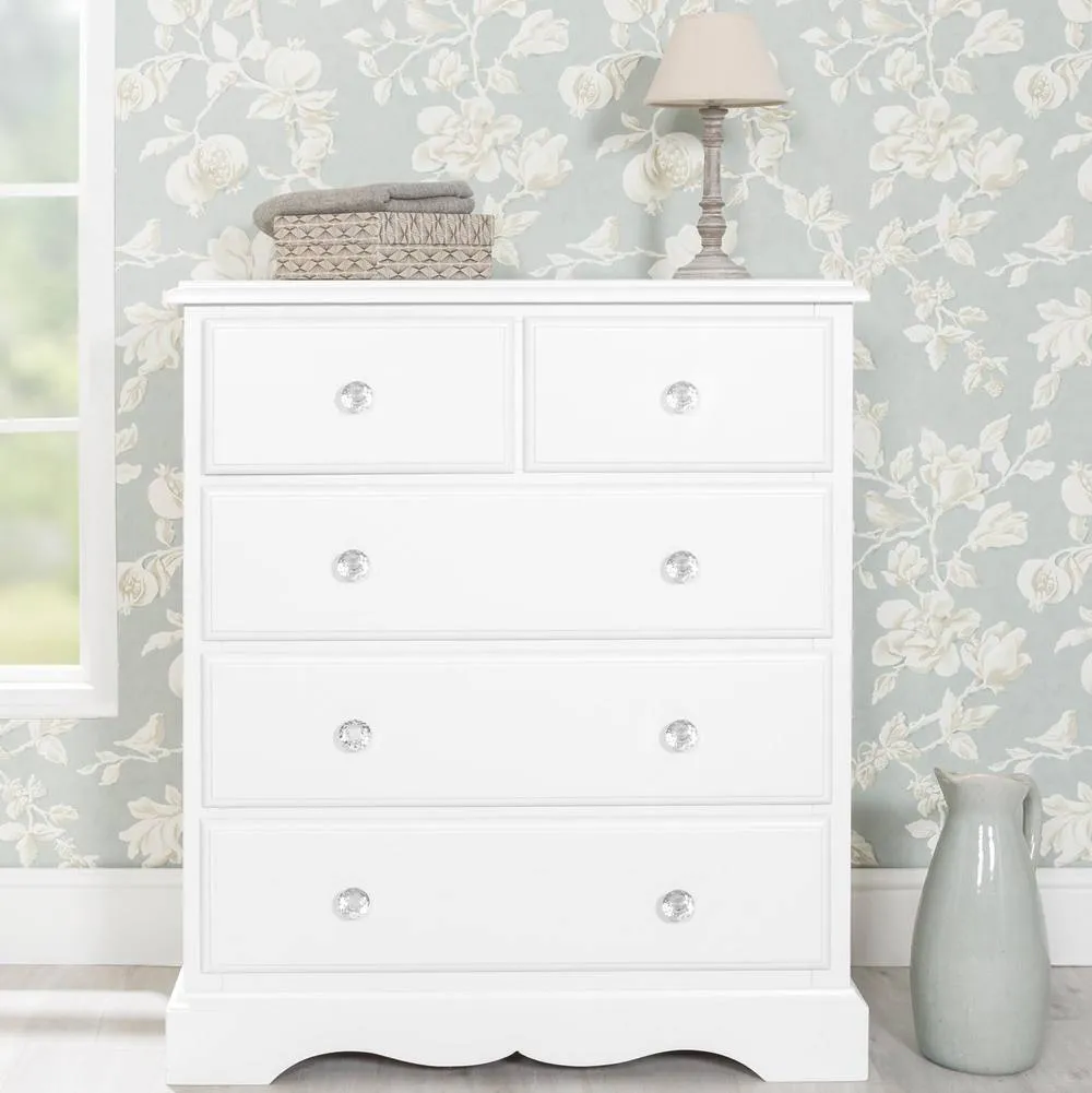 Statement Furniture Romance 2 Over 3 Chest of Drawers with Crystal Handles in Cool White 6