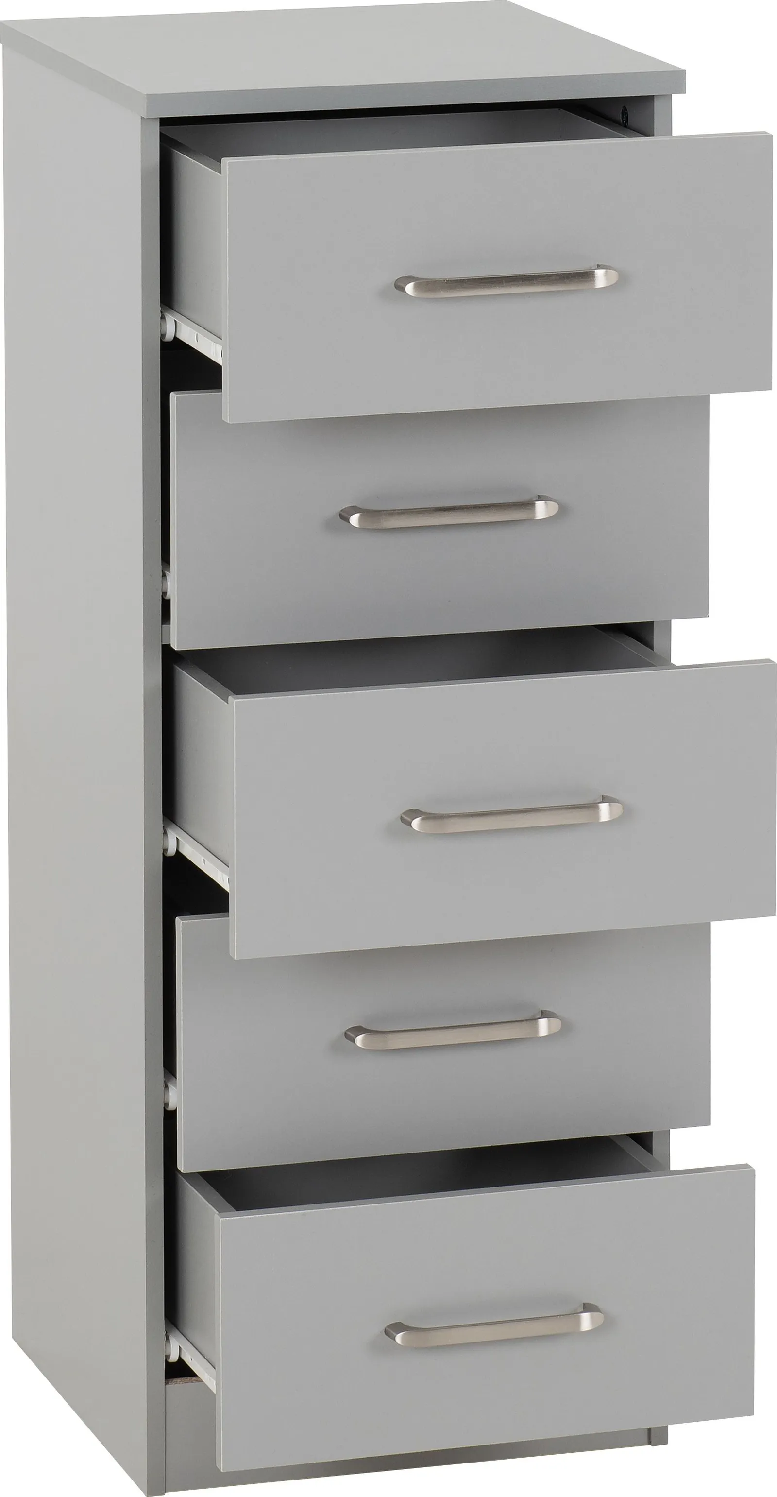 Seconique Dakotia 5 Drawer Narrow Chest in Light Grey 3
