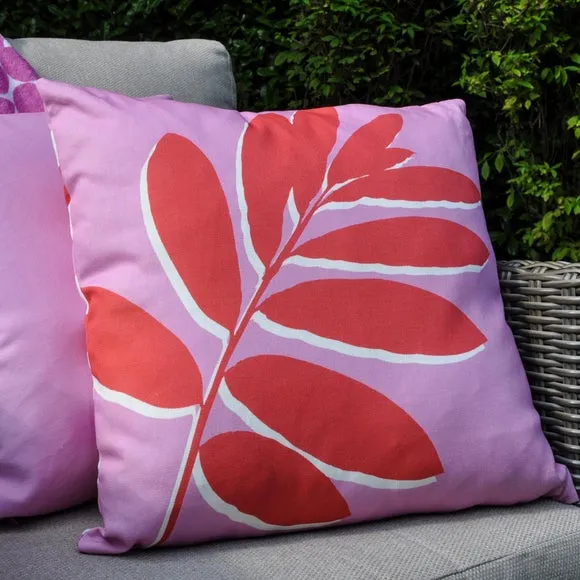 Leaf Print Outdoor Cotton Square Filled Cushion 1