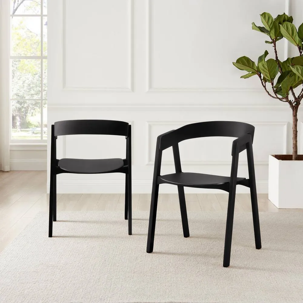 FurnitureboxUK 2x Masa Black Solid Wood Dining Chairs 4