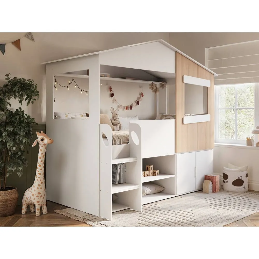 Flair Dreamland House Bed with Storage White & Oak