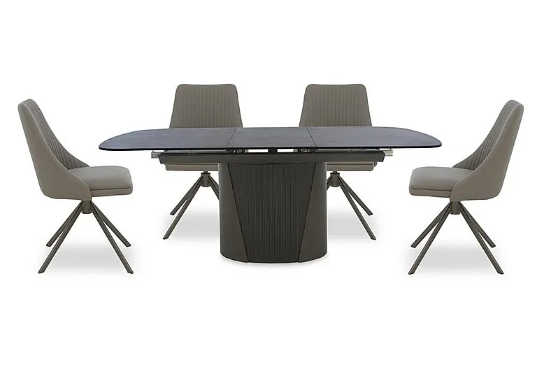 Icon Bronze Extending Dining Table and 4 Icon Chairs with Bronze Legs - 160-cm