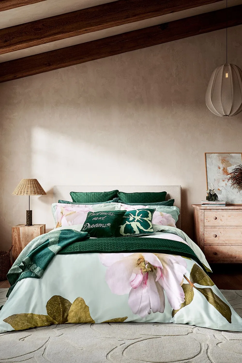 Ted Baker 'Cocktails & Dreams' Cotton Velvet Cushion in Dark Green 4