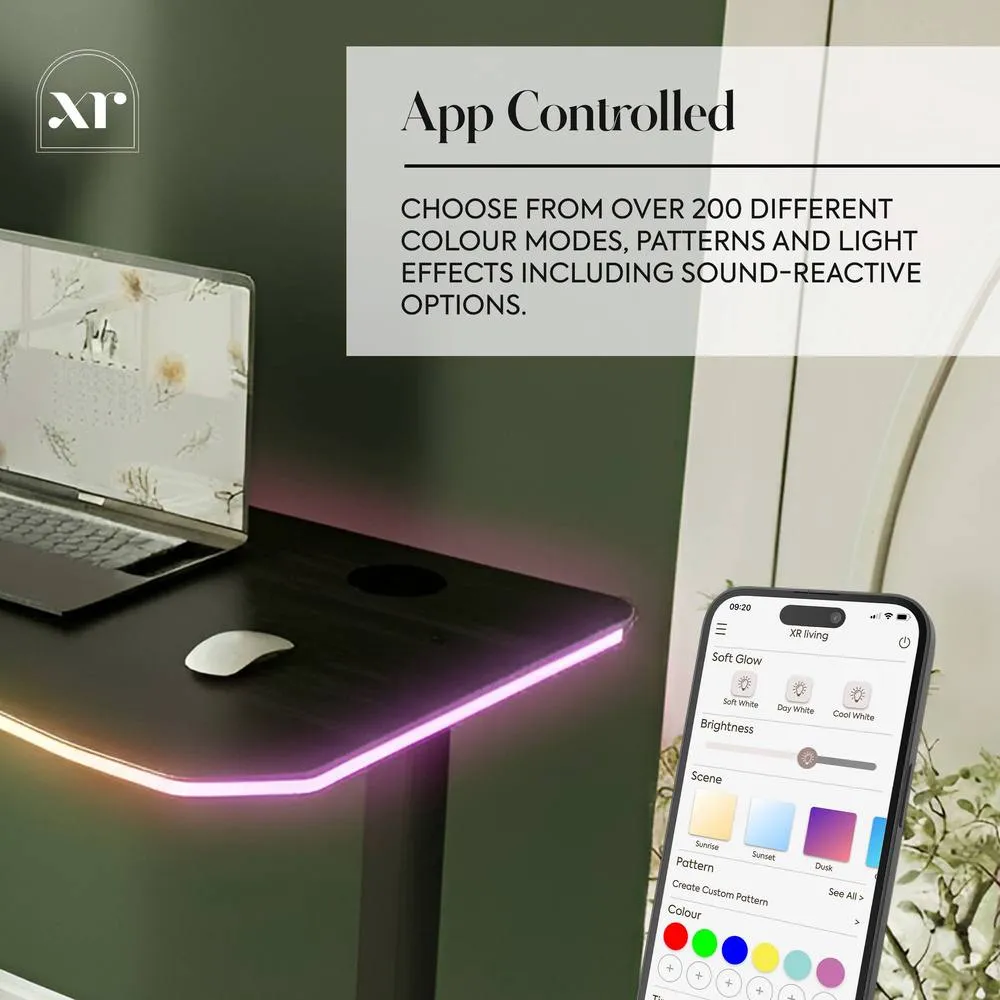 X Rocker Oka RGB LED Office Desk with Wireless Charging in Black 4