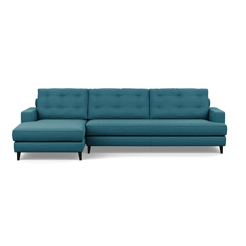 Heal's Mistral Left Hand Facing Corner Sofa Brushed Cotton Cadet Black Feet 1