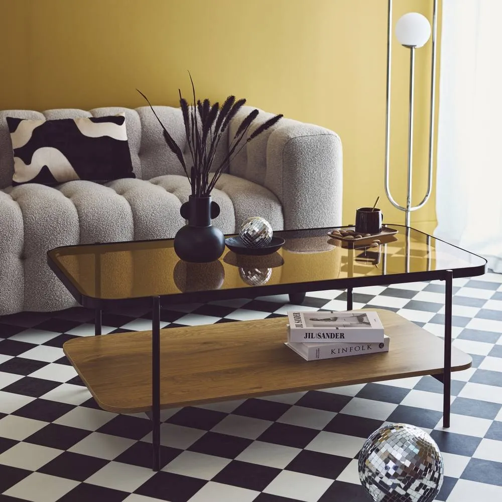 sweeek Vintage Coffee Table With Black Metal & Wood Effect in Light Brown 3