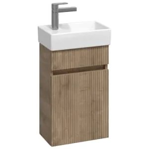 Concept Halifax Oak Ribbed Compact S1 Vanity Unit & LH Basin - 360mm