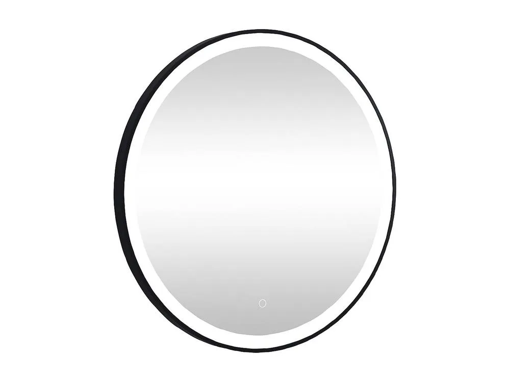 Vente-unique Round Illuminated Black Bathroom Mirror With Leds - D. 80 Cm - NUMEA 2