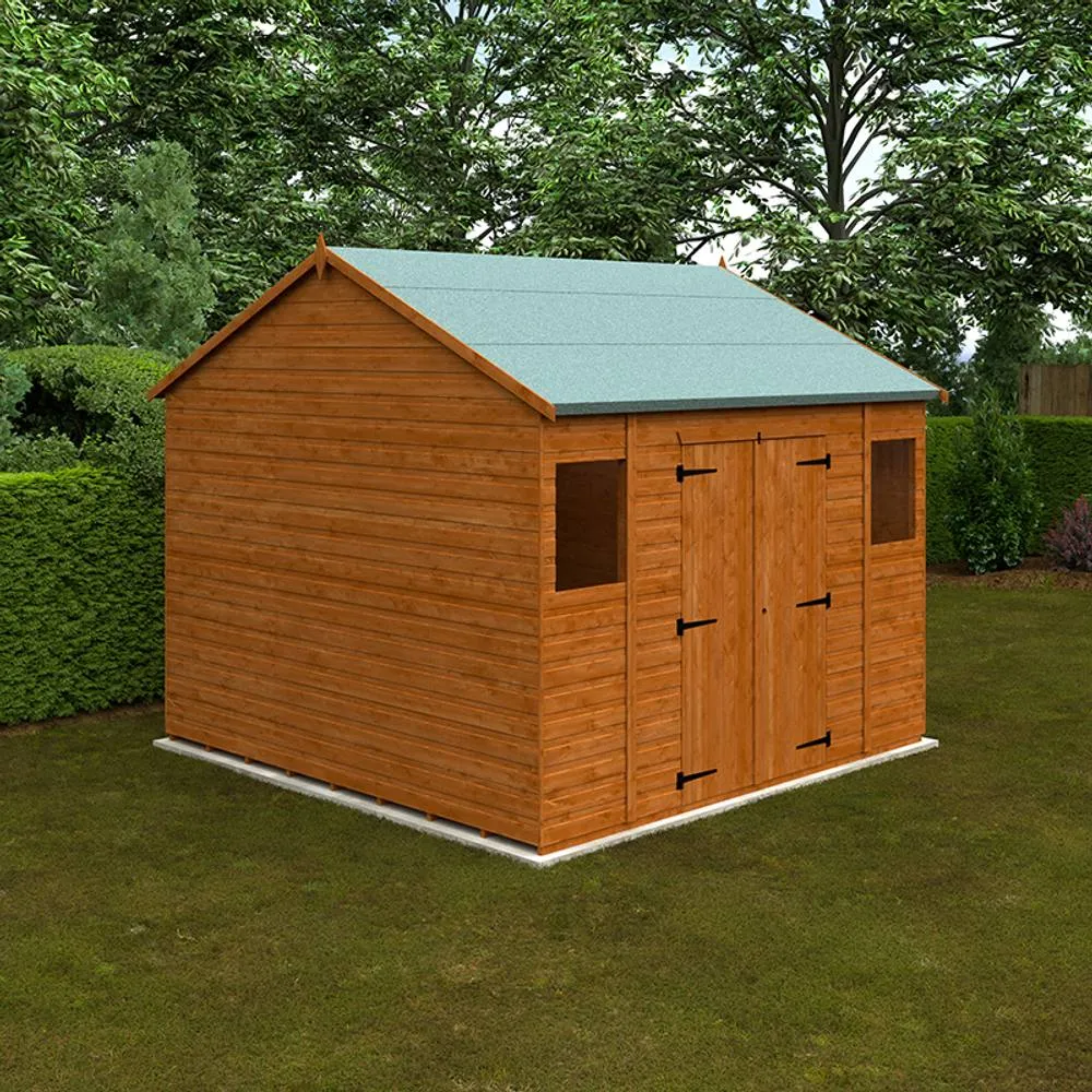 Buttercup Farm 10 x 10 Feet Workman Apex 12mm Shed - Solid Wood/Softwood/Pine in Burnt Orange 2