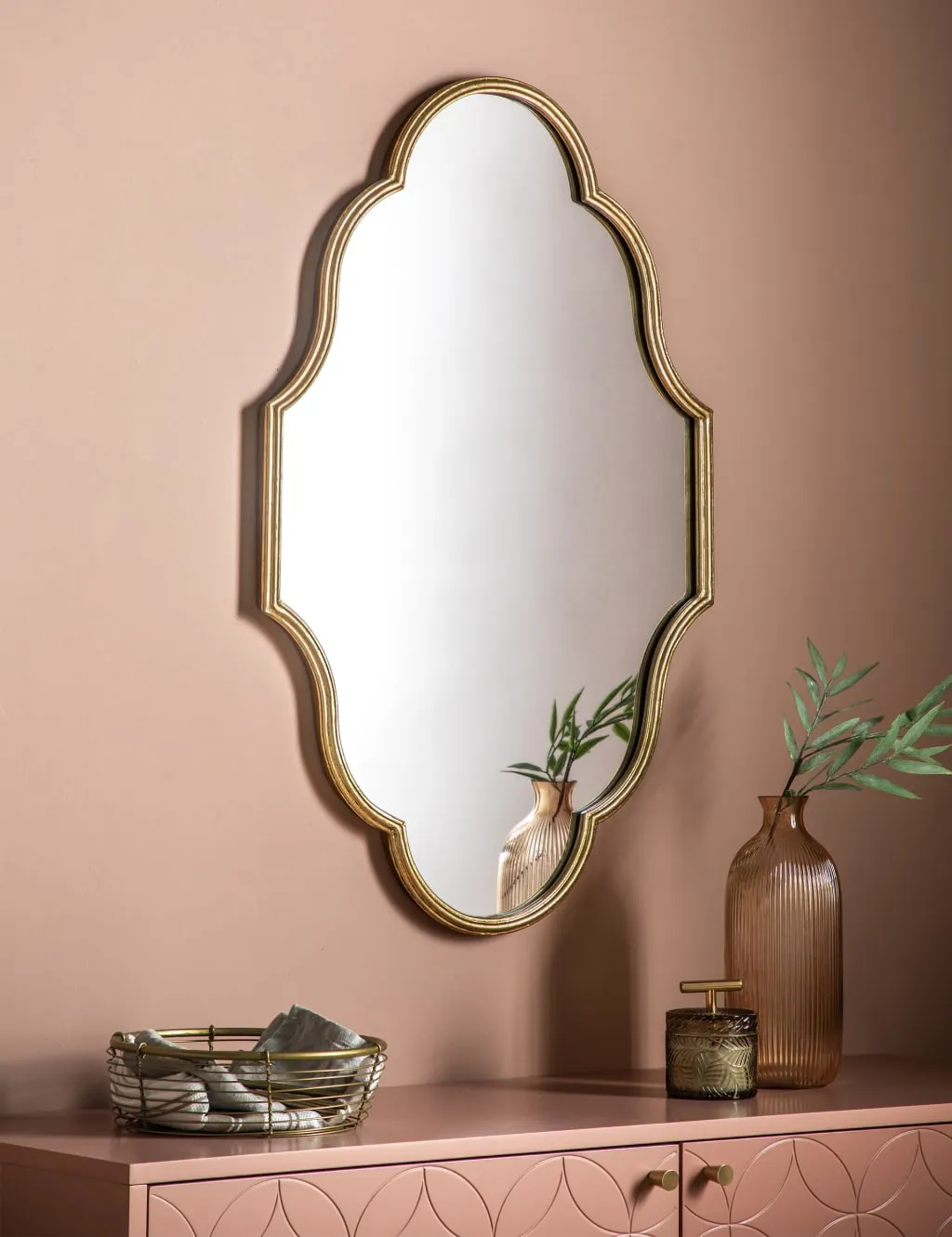 Gallery Direct Castello Large Curved Wall Mirror Gold