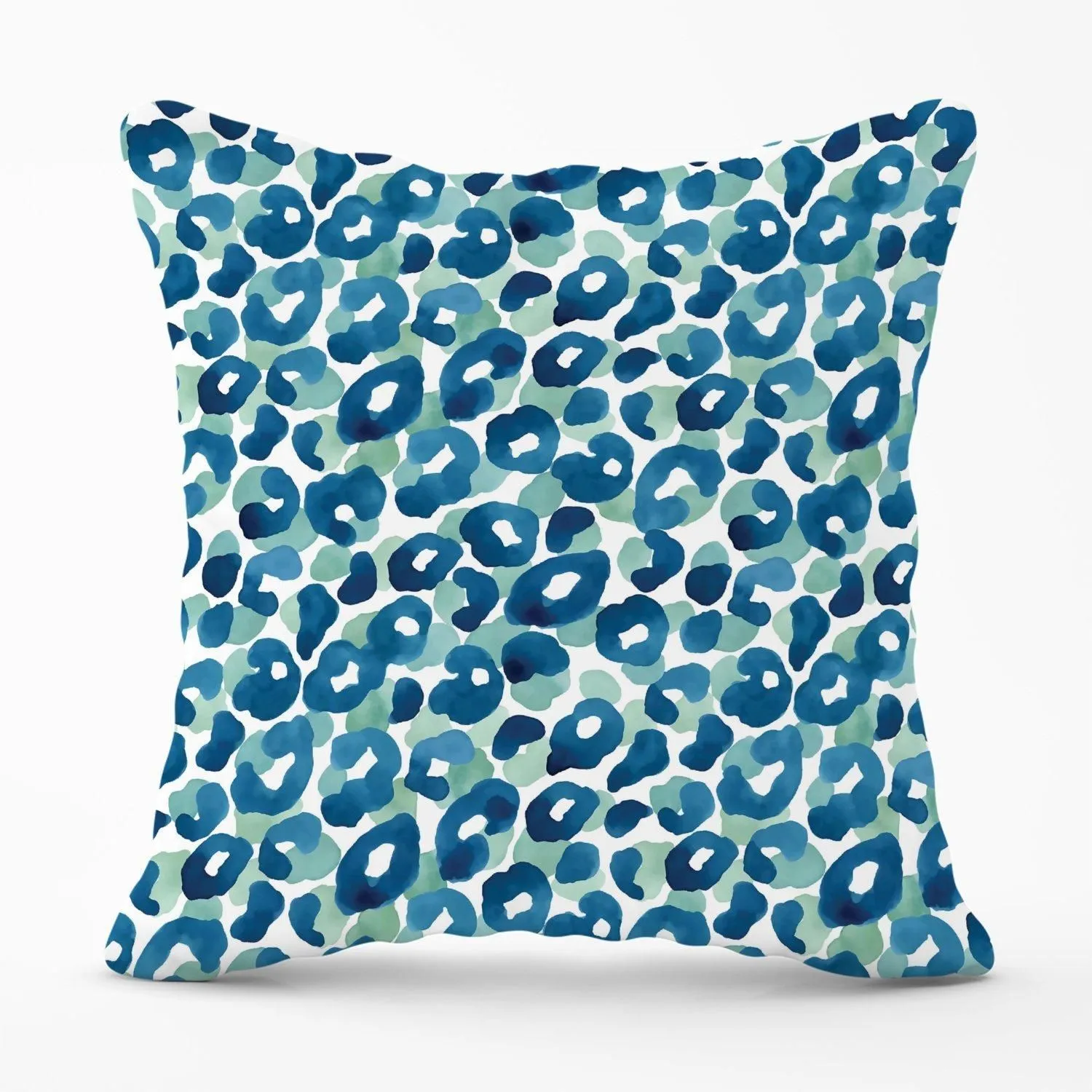 Warren Reed - Designer Watercolour Leopard Print Outdoor Cushion in Blue