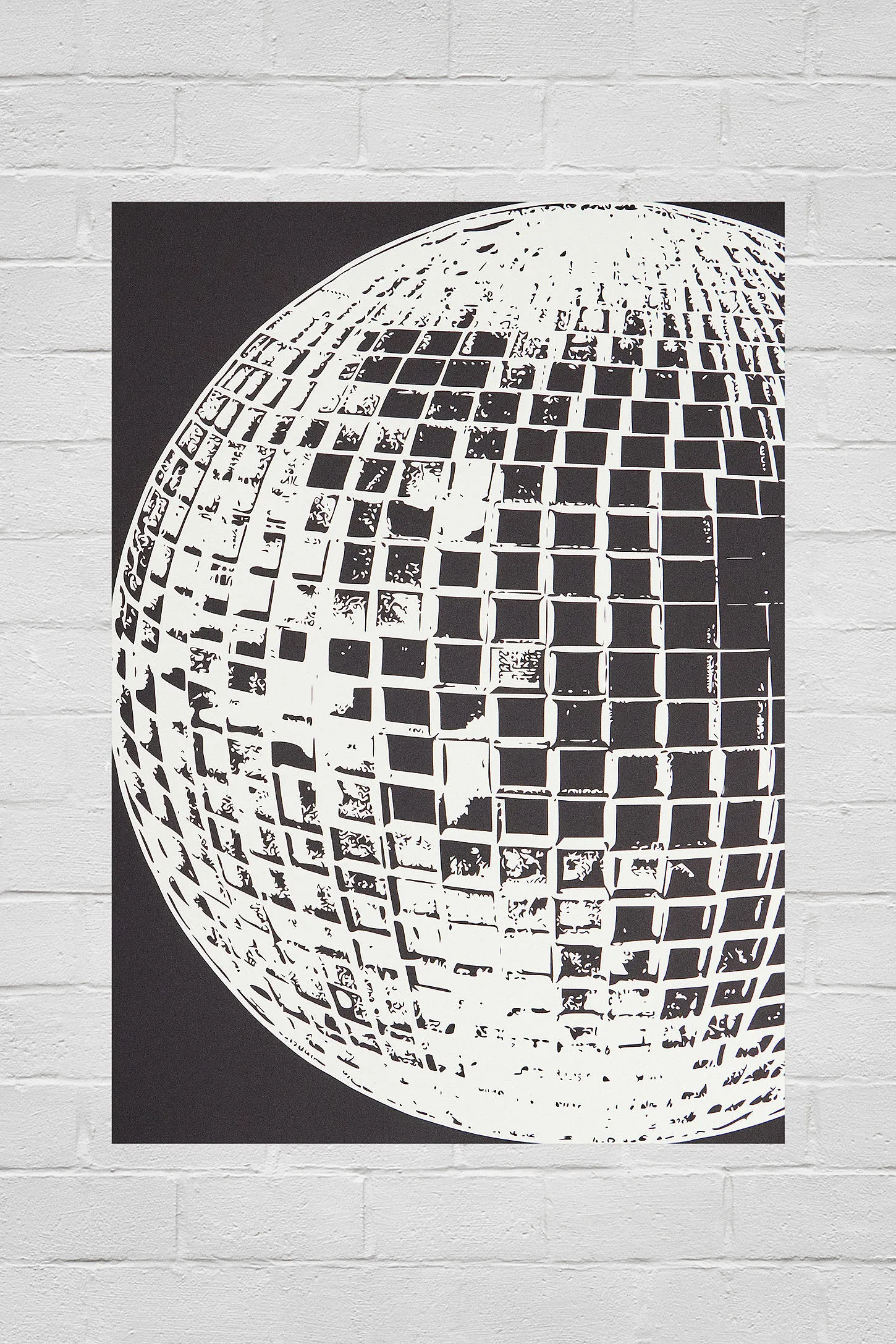 Disco Ball 30x40cm Wall Art Print - Black A3