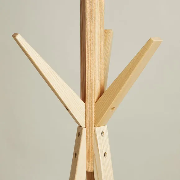 Ash Wood Coat Stand with Shelves 3