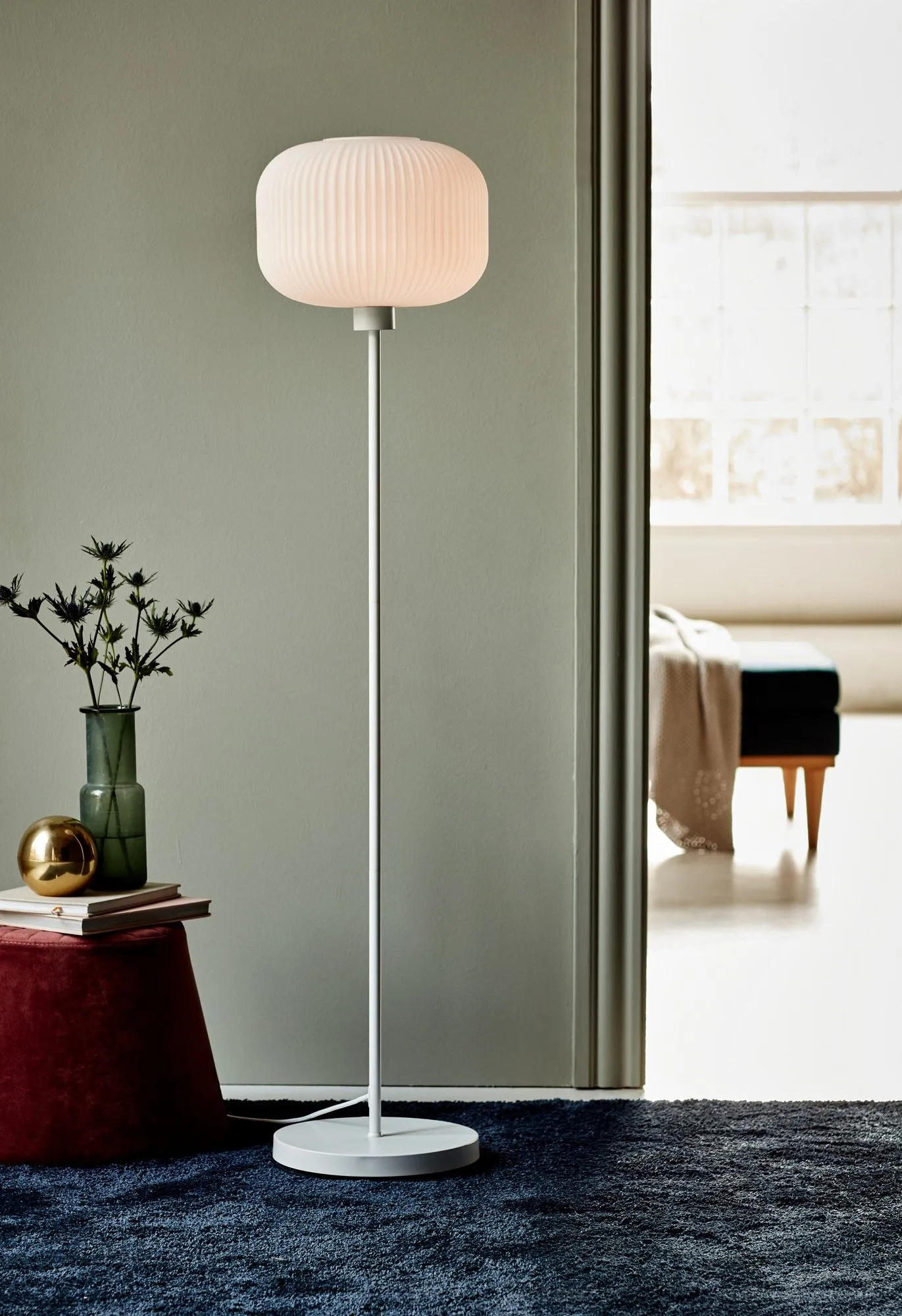 Nordlux Milford Floor Lamp White Metal Livingroom E27 Switch 3