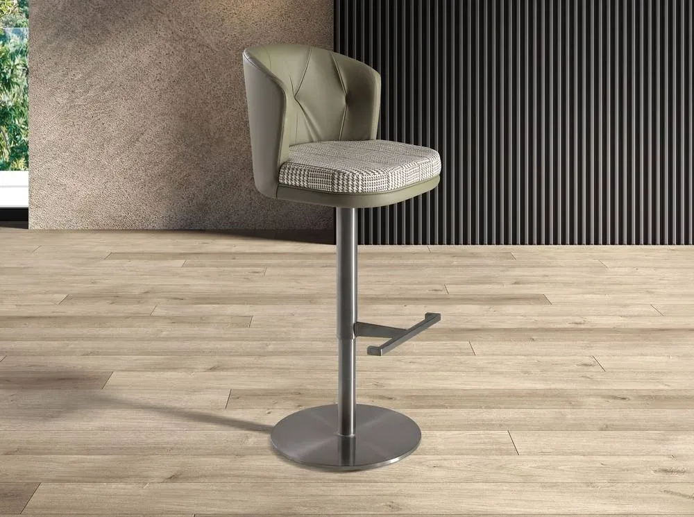 Angel Cerda Fabric Swivel Bar Stool with Leatherette Backrest in Olive 3