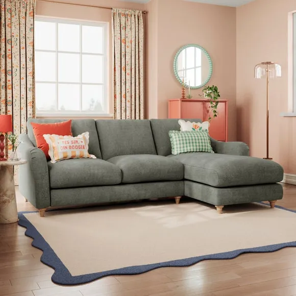 Hattie Tonal Plush Chenille Corner Chaise Sofa 1