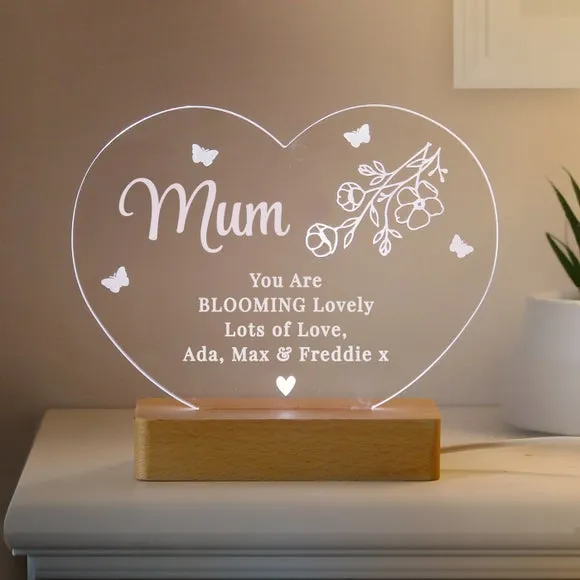 Personalised Floral Heart LED Light Lamp 5