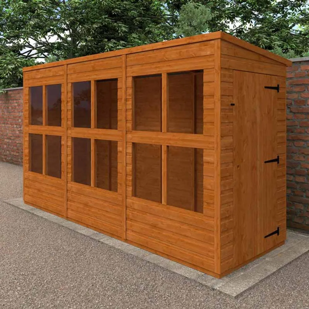 Buttercup Farm 12x4 Flex Apex Summerhouse Garden Sunroom 12mm Flex in Burnt Orange 2