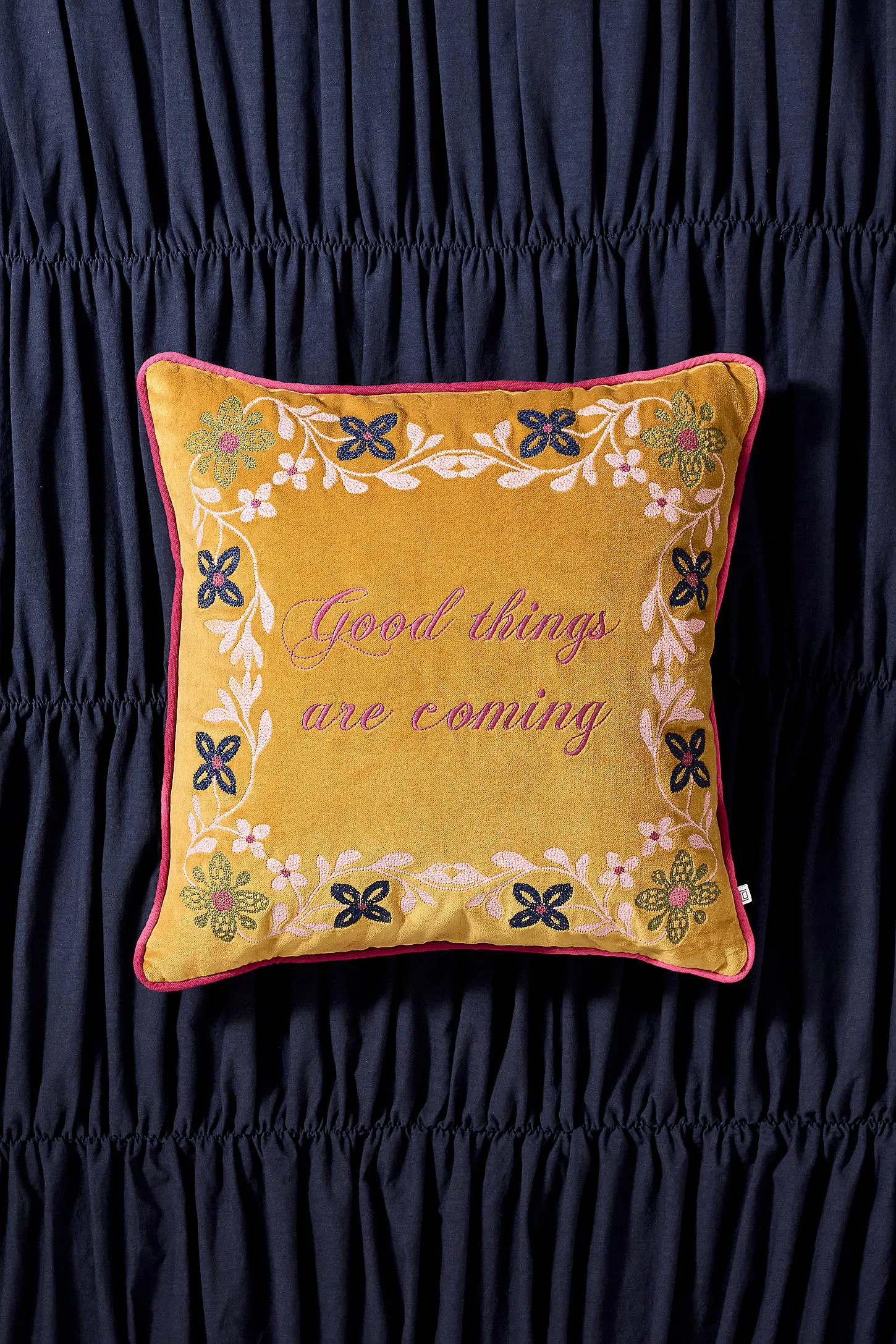 Mustard Good Things Are Coming Cushion - Dark Yellow