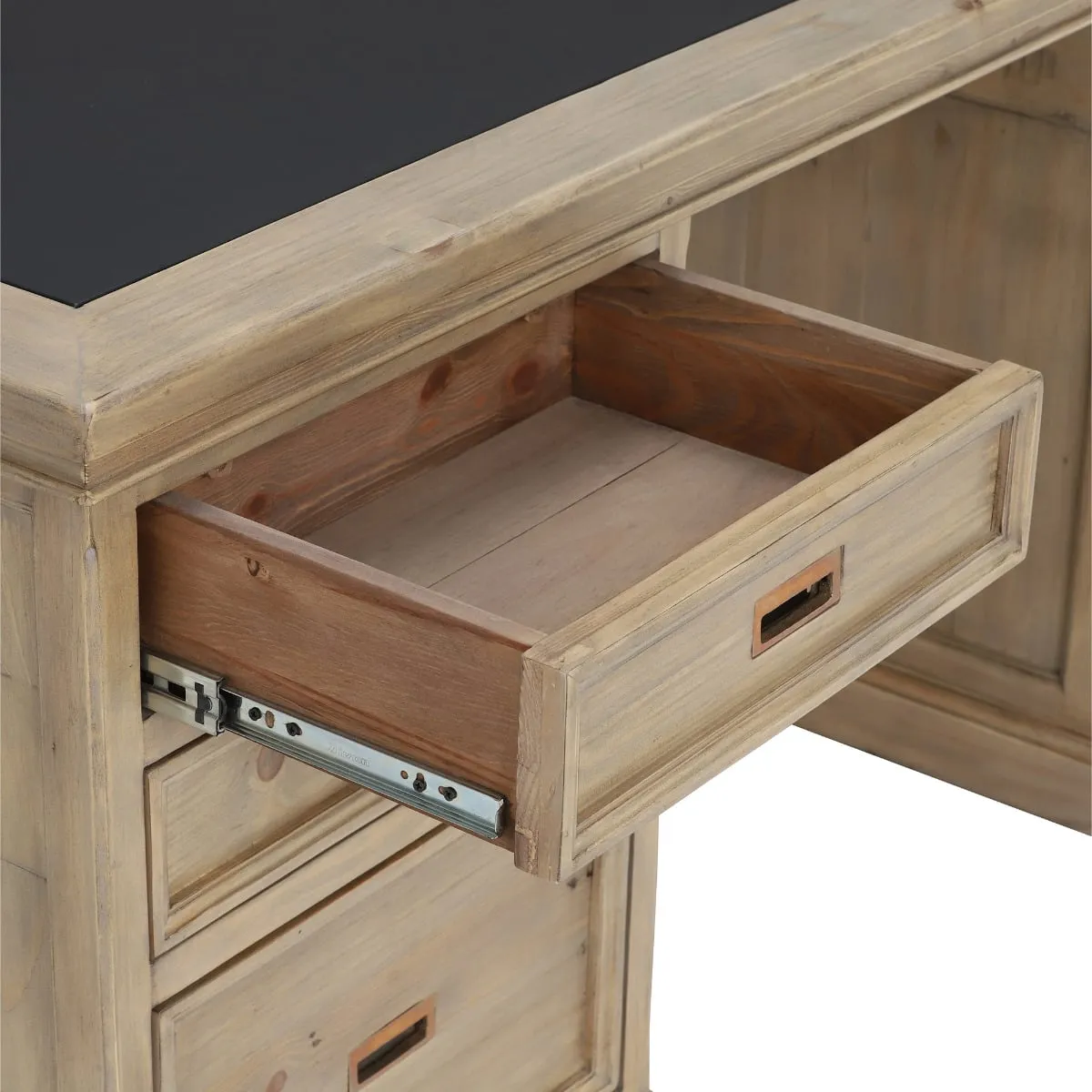 Verberie Desk Top With Vinyl Inlay & Drawers, Neutral Wood | Barker & Stonehouse 5