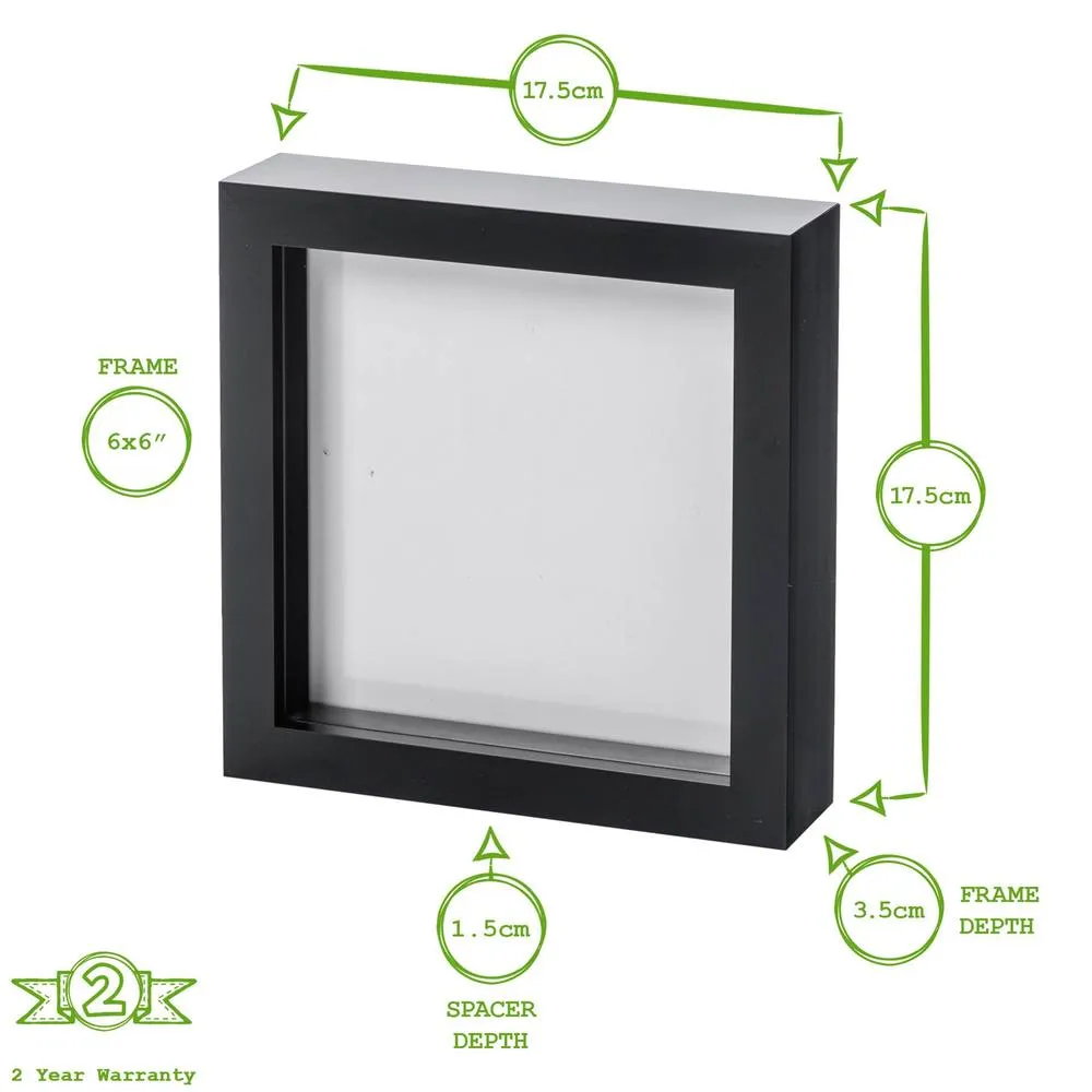 Nicola Spring 3D Box Photo Frames - 6" x 6" - Pack of 2 in Grey 4