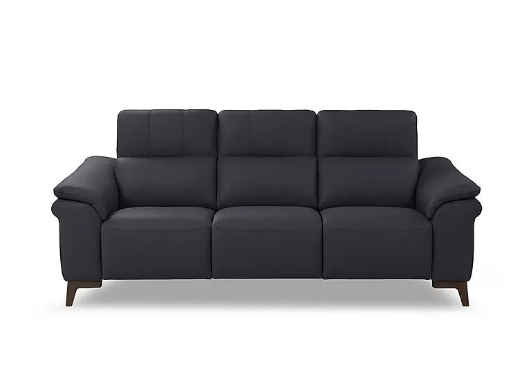 Marconi 3 Seater 3 Cushion Leather Recliner Sofa with Headrests and Power Lumbar - Torello Blu