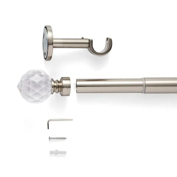 Faceted Ball Extendable Metal Eyelet Curtain Pole 2