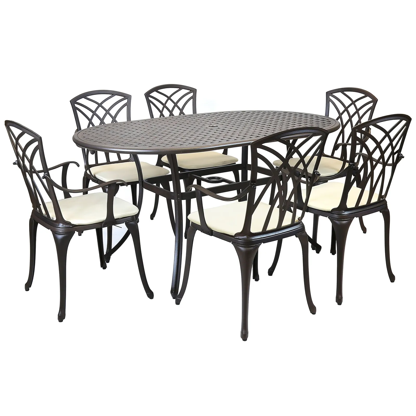 Oval 6 Seater Black and Bronze Dining Set