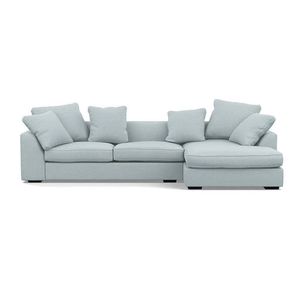 Heal's Cumulus Right Hand Facing Corner Sofa Brushed Cotton Mist Black Feet