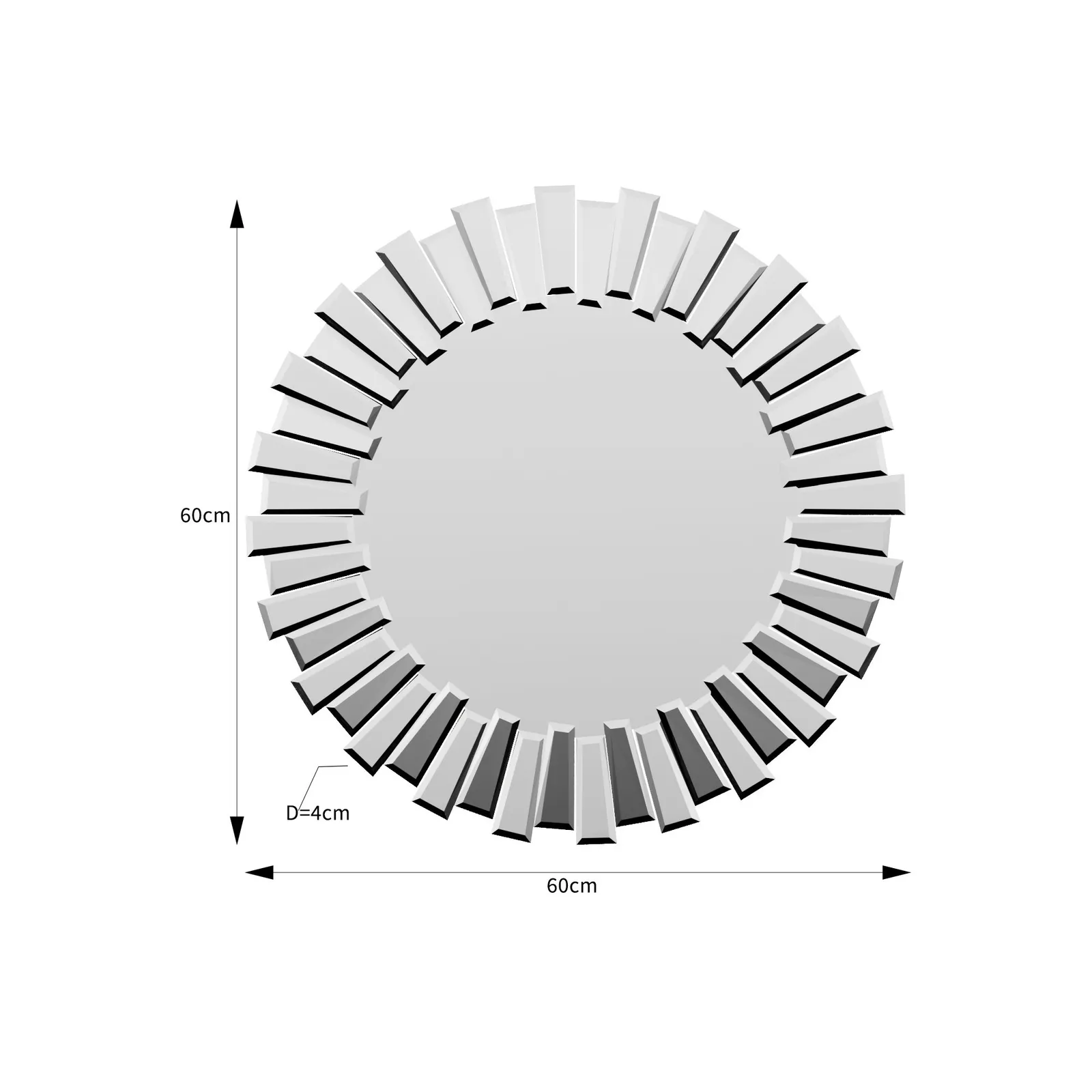 Comfy Living Ltd Modern 3D Sunburst Round Mirror 60cm in Silver 2