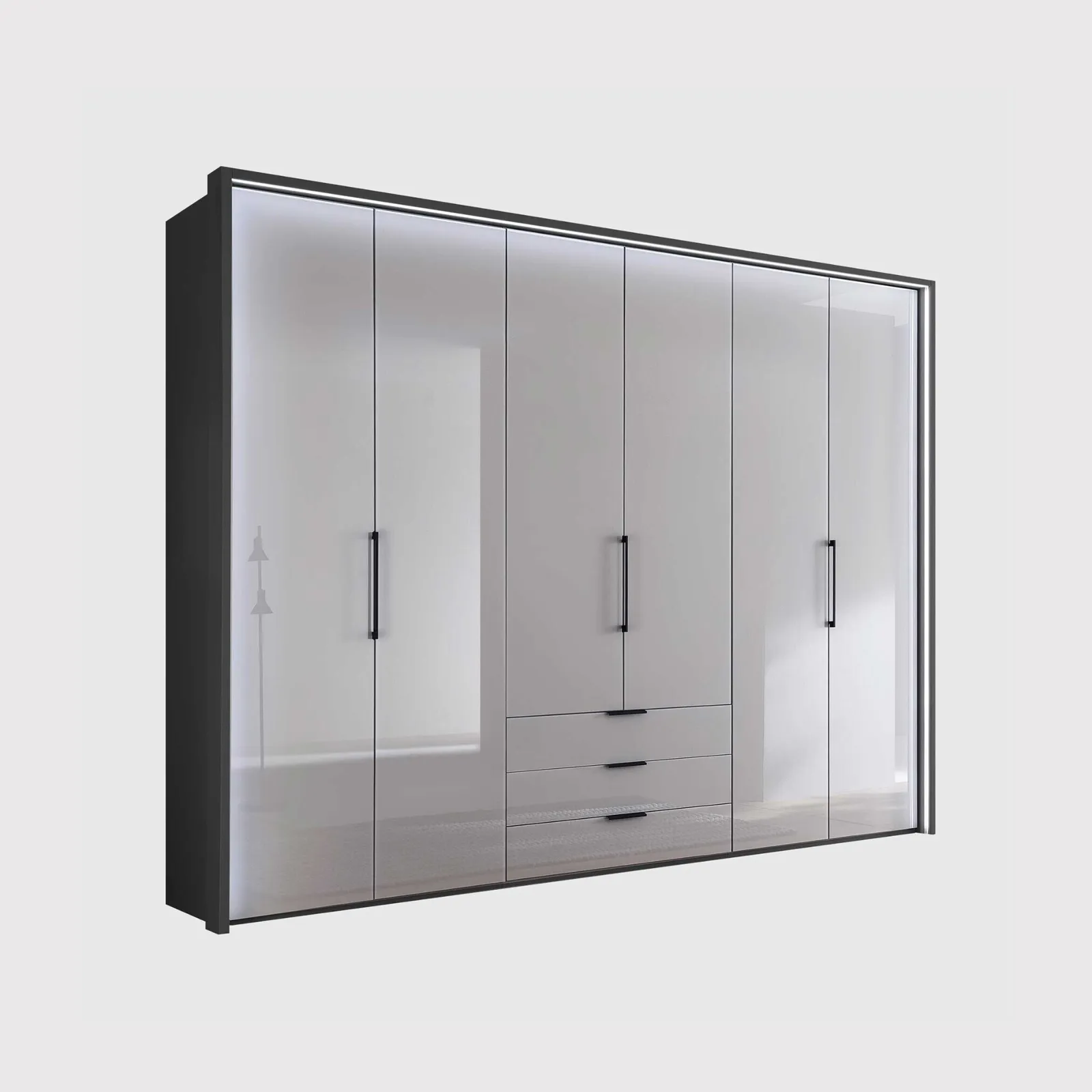 Templin 2000 6 Glss Door Combi Wardrobe, Grey | Barker & Stonehouse 1