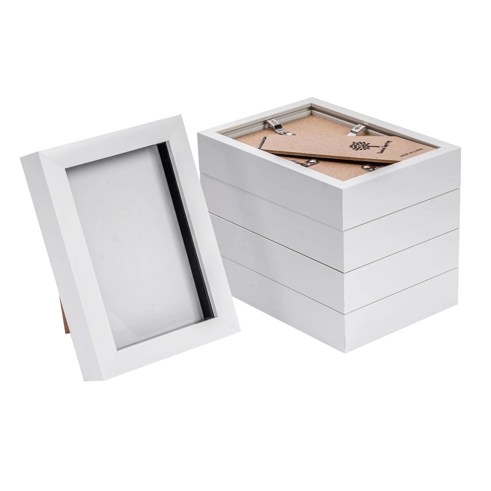 Nicola Spring 3D Box Photo Frames - 4 x 6" - Pack of 5 in White 1