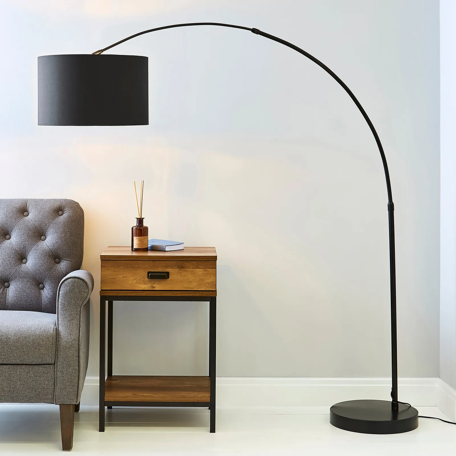 Damien Black Arc Floor Lamp Black