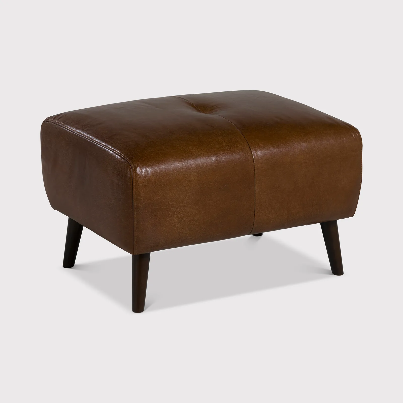 Chicago Rectangular Footstool, Brown Leather | Barker & Stonehouse