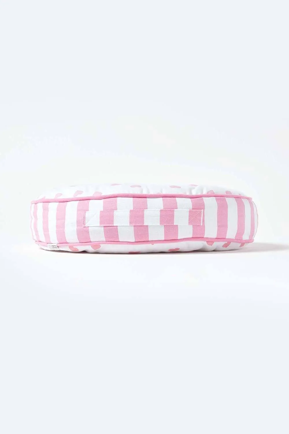 Homescapes Pink Hearts & Stripes Round Floor Cushion 5