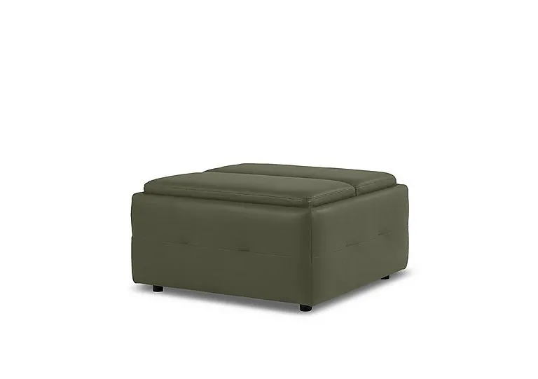 Monarch Leather Tray Storage Footstool - Oslo Pine