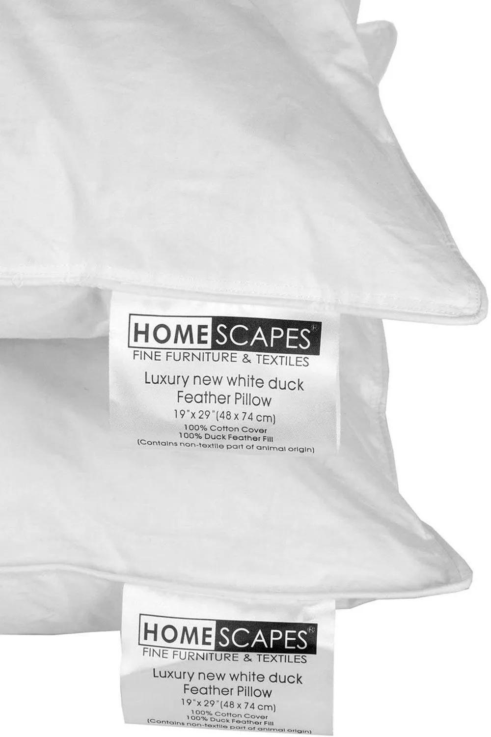 Homescapes White Duck Feather Pillow Pair 6