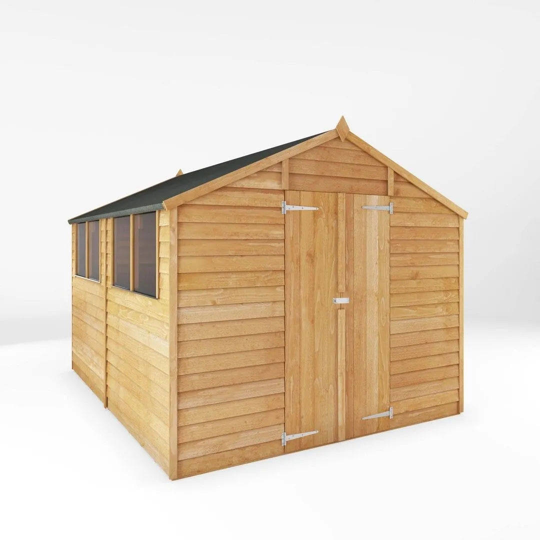 Mercia 10 x 8 Feet Overlap Apex Shed - L296.6 x W248.4 x H211.8 cm - Brown