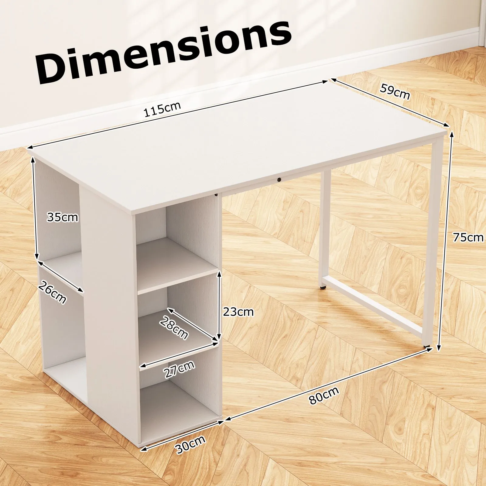 Costway 115 CM Computer Desk Modern Home Office Desk in White 2