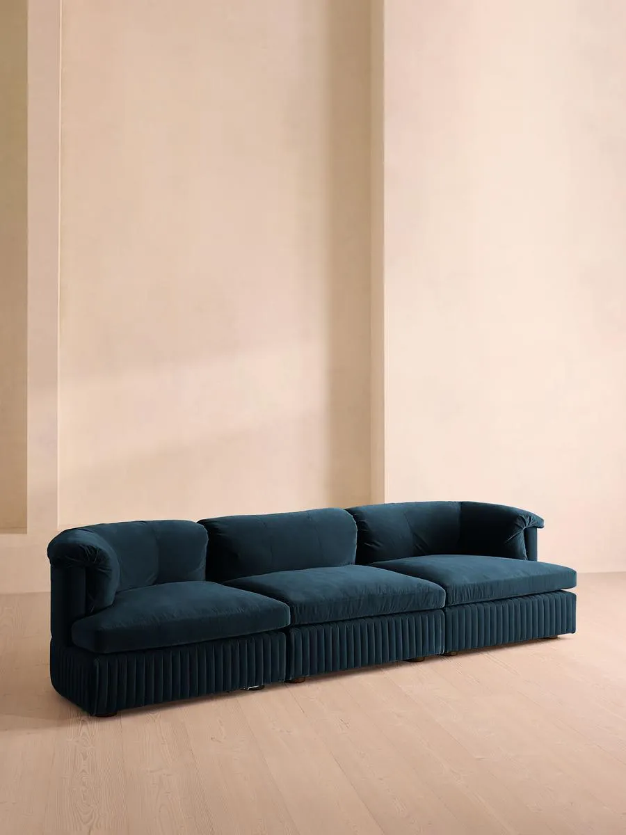 Oona Modular Sofa, Four Seater, Velvet Royal Blue