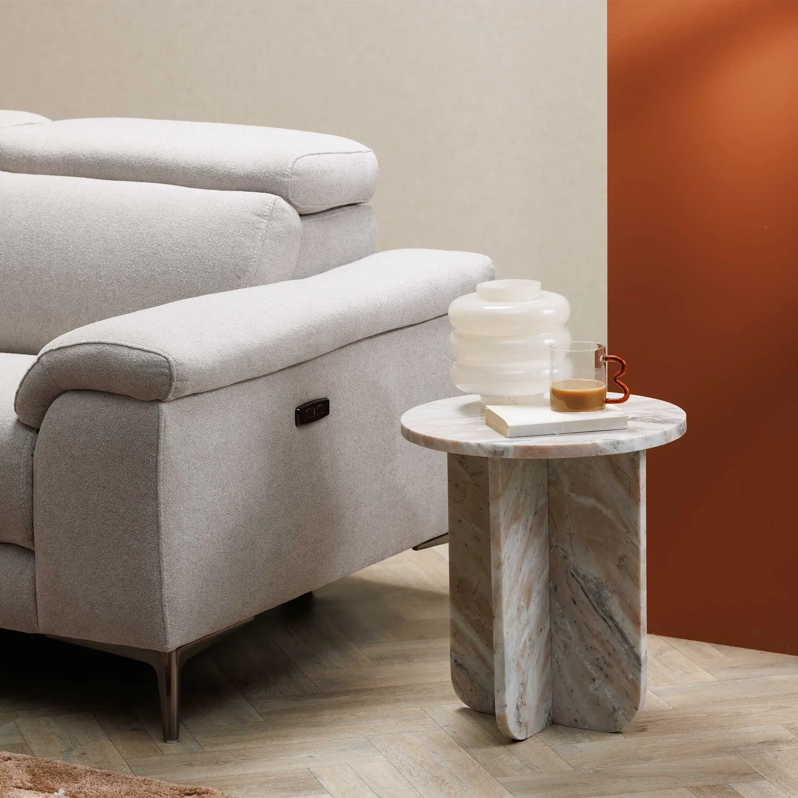 Santana Side Table Marble, Round, Brown | Barker & Stonehouse 2
