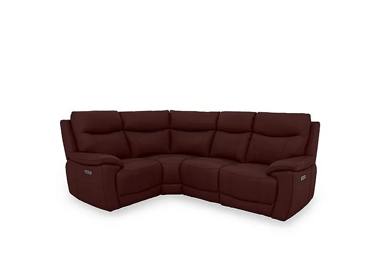 Sloane Leather Small Power Recliner Left Hand Facing Corner Sofa with Power Headrests - Ruby
