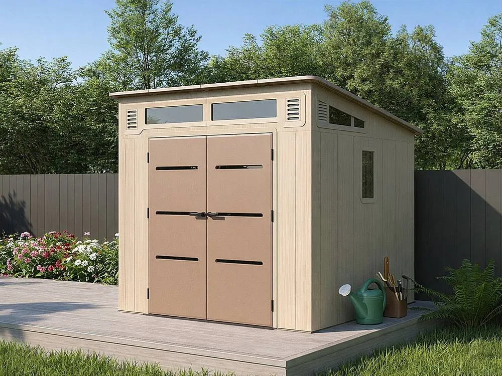 Vente-unique Resin Lean-To Garden Shed 6, 5 Cm With Floor - 22 mm in Brown 3