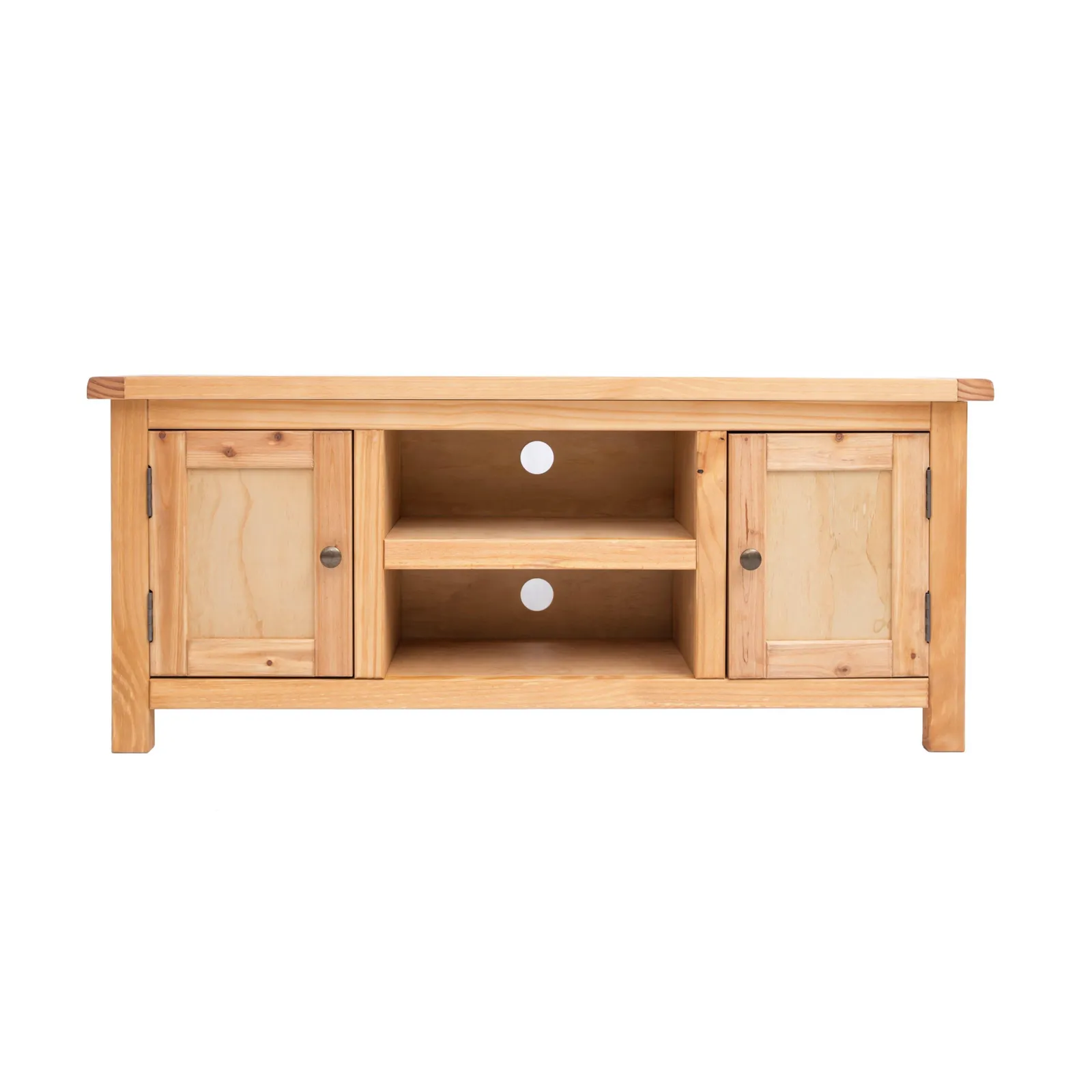 Cabinet Bits Lugo Waxed 2 Door TV Cabinet Brass Knob in Light Brown