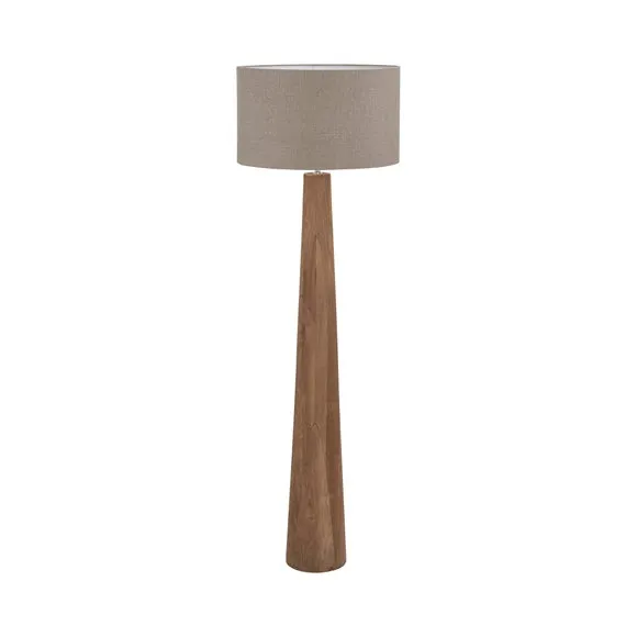 Pacific Lifestyle Esha Conical Wood Floor Lamp with Edward Linen Cylinder Lampshade 5
